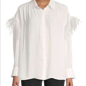 BB Dakota white blouse with feathers. Never worn.
